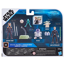 Load image into Gallery viewer, Hasbro STAR WARS - Mission Fleet - GROGU'S TRAINING ADVENTURE (Book of Boba Fett) 4 figure pack - Luke, Ahsoka, R2-D2 and Grogu - STANDARD GRADE
