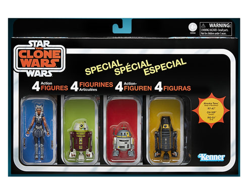 AVAILABILITY LIMITED - COMING 2024 JULY - Hasbro STAR WARS - The Vintage Collection - Ahsoka Tano & Droids (Clone Wars) 3.75 Inch Collectible Action Figure 4-Pack - STANDARD GRADE