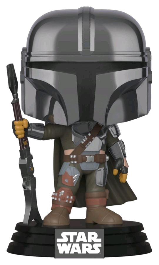 FUNKO POP! - Star Wars: The Mandalorian - THE MANDALORIAN - CHROME AMAZON  EXCLUSIVE pop! vinyl figure #345