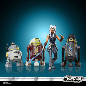 AVAILABILITY LIMITED - COMING 2024 JULY - PRE-ORDER - Hasbro STAR WARS - The Vintage Collection - Ahsoka Tano & Droids (Clone Wars) 3.75 Inch Collectible Action Figure 4-Pack - STANDARD GRADE