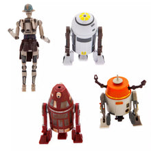Load image into Gallery viewer, AVAILABILITY LIMITED - Disney Parks EXCLUSIVE - STAR WARS DROID-FACTORY - Ahsoka Droid 4x action figure set - C1-10P (CHOPPER), C4-R4C, Professor Huyang and RD-3 - STANDARD GRADE