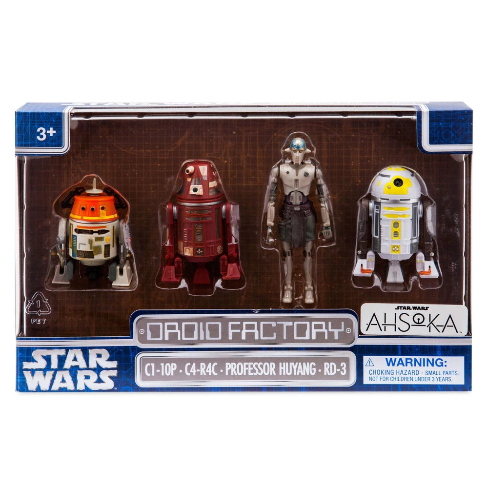 AVAILABILITY LIMITED - Disney Parks EXCLUSIVE - STAR WARS DROID-FACTORY - Ahsoka Droid 4x action figure set - C1-10P (CHOPPER), C4-R4C, Professor Huyang and RD-3 - STANDARD GRADE