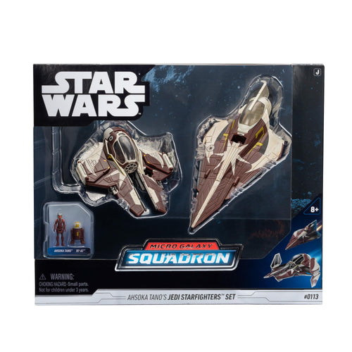 STAR WARS Micro Galaxy Squadron - EXCLUSIVE - Starfighter Class - Ahsoka Tano’s Jedi Starfighters Set #0113 - 5-Inch and 3-Inch Vehicles with 2 Micro Figure Accessories - STANDARD GRADE