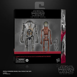 COMING 2024 APRIL - PRE-ORDER - Hasbro STAR WARS - The Black Series 6" - EXCLUSIVE DELUXE 2PK - C-3PO (B1 Battle Droid Body) & Super Battle Droid (Attack of the Clones) 2 figure pack - STANDARD GRADE