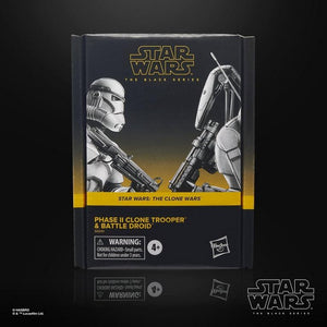 AVAILABILITY LIMITED - Hasbro STAR WARS - The Black Series 6" - Phase II Clone Trooper and Battle Droid (The Clone Wars) Action Figure 2-Pack - STANDARD GRADE