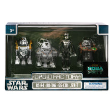 Load image into Gallery viewer, AVAILABILITY LIMITED - Disney Parks EXCLUSIVE - STAR WARS DROID-FACTORY - Book of Boba Fett 4x action figure set - B5-R4, R0-1N6, GS-C1B and J7R-T - STANDARD GRADE