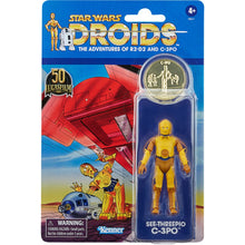 Load image into Gallery viewer, AVAILABILITY LIMITED - Hasbro STAR WARS - The Vintage Collection - LUCASFILM first 50 years DROIDS - See-Threepio (C-3PO) DROIDS Figure - STANDARD GRADE with PROTECTIVE CASE