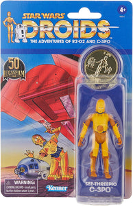 AVAILABILITY LIMITED - Hasbro STAR WARS - The Vintage Collection - LUCASFILM first 50 years DROIDS - See-Threepio (C-3PO) DROIDS Figure - STANDARD GRADE with PROTECTIVE CASE
