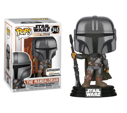 FUNKO POP! - Star Wars: The Mandalorian - THE MANDALORIAN - CHROME AMAZON EXCLUSIVE pop! vinyl figure #345