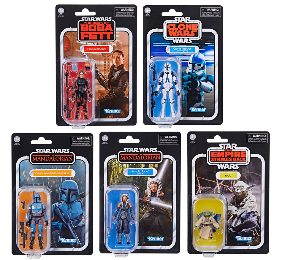 Hasbro STAR WARS - The Vintage Collection - 2022 Wave 10 - Ahsoka, Death Watch, Fennec Shand, Yoda & Clone Trooper 501st Legion - 5x figure set - STANDARD GRADE